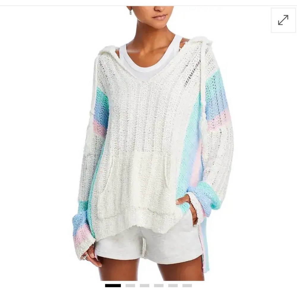 Vintage Havana Stripe Knit Hoodie in Summer- Size Medium